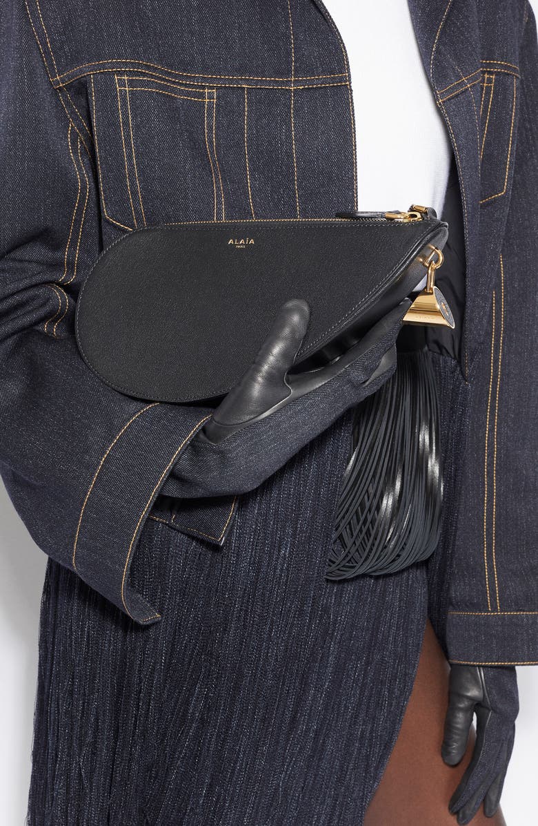 Alaïa Le Demi Coeur Leather Shoulder Bag, Alternate, color,