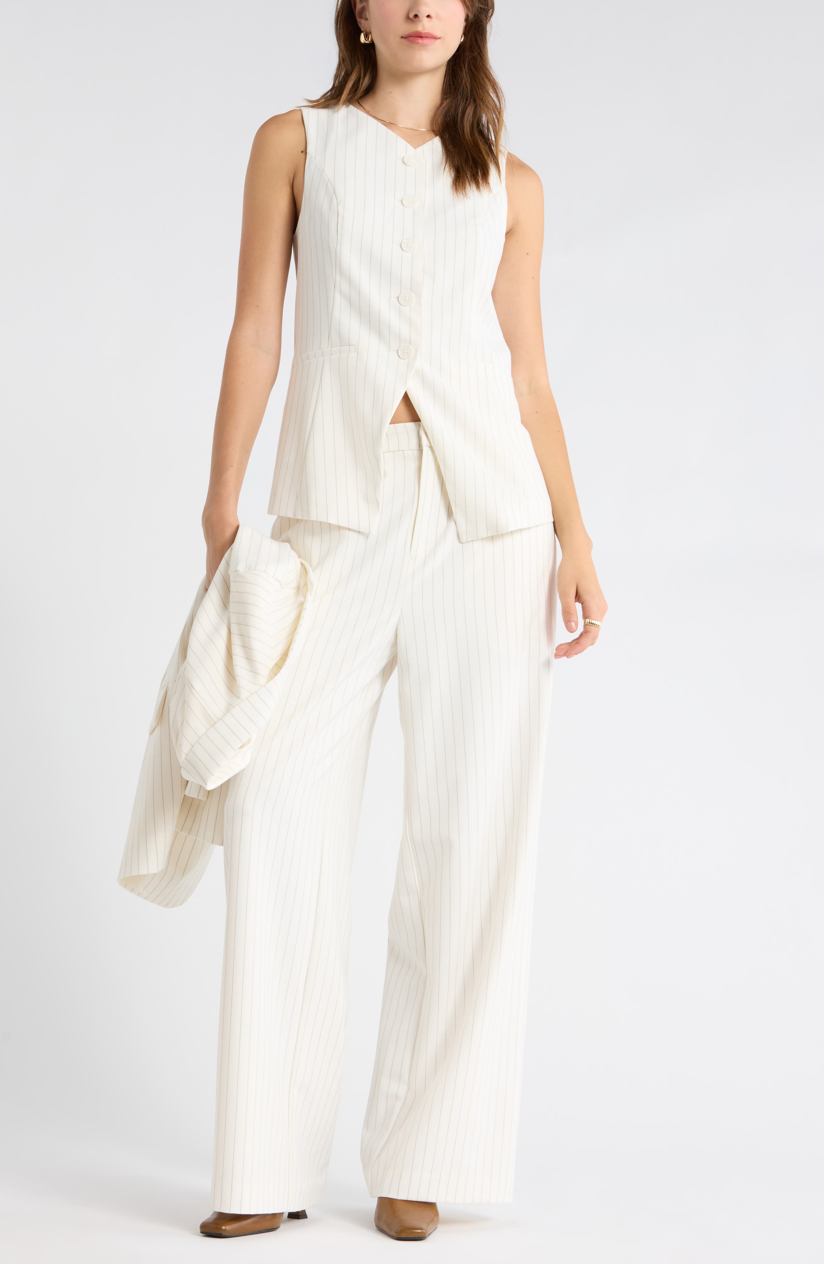 IVORY- GREY CHIA PINSTRIPE
