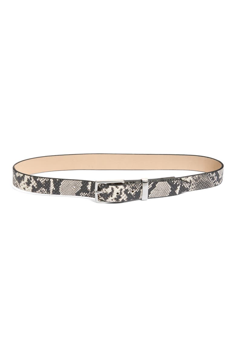 'X' Boyfriend Belt, Main, color, BLACK/ WHITE SNAKE