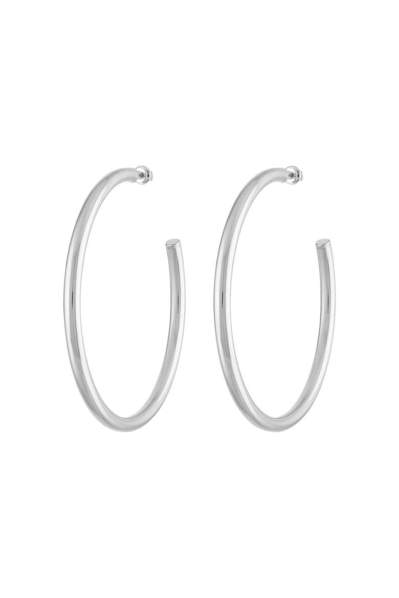Large Open Hoop Earrings, Main, color, Silver