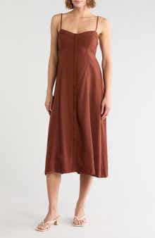 Button Down A-Line Midi Dress