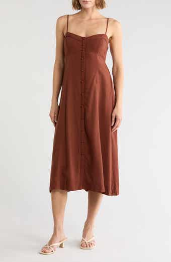 Button Down A-Line Midi Dress