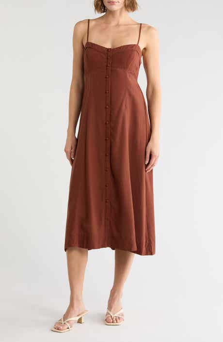 Button Down A-Line Midi Dress