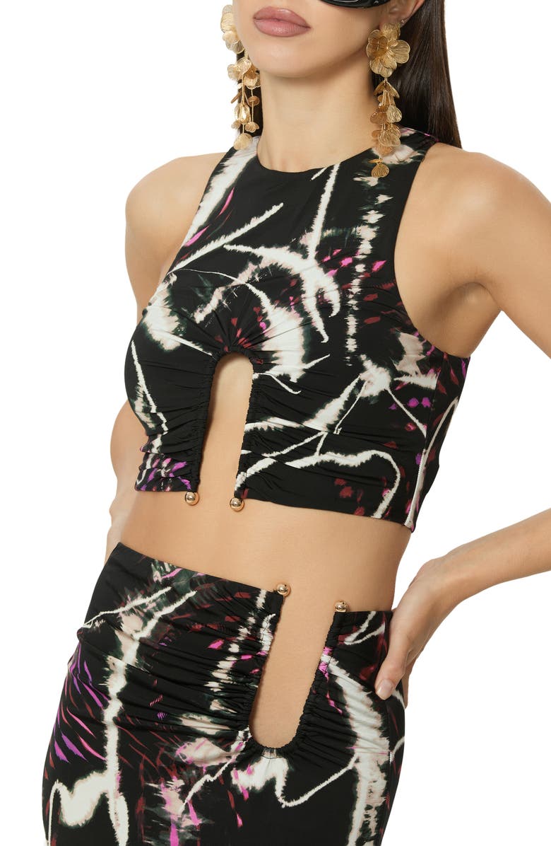 AFRM Saoirse U-Ring Crop Tank, Alternate, color, Night Daisy