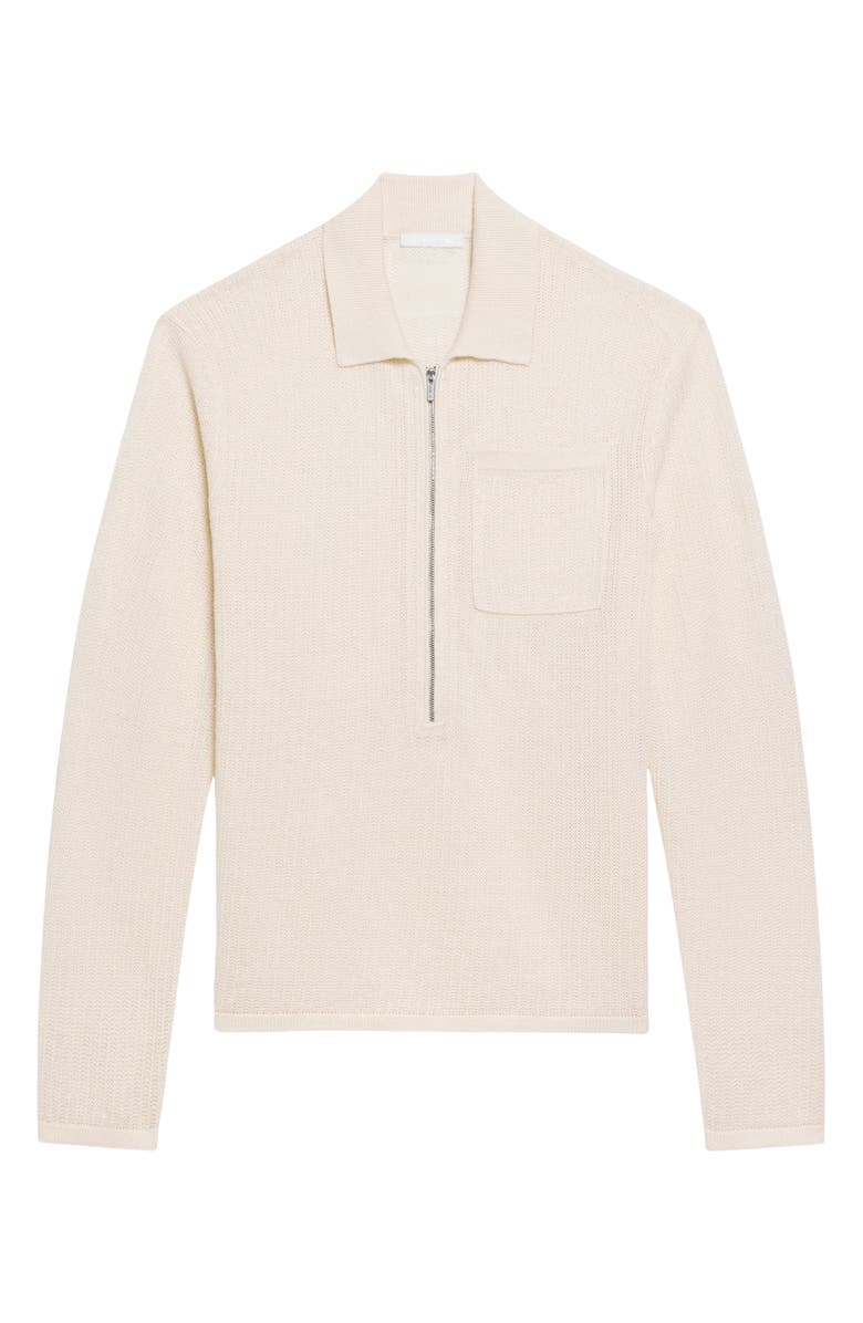 Helmut Lang Half Zip Linen Sweater, Alternate, color, Ivory
