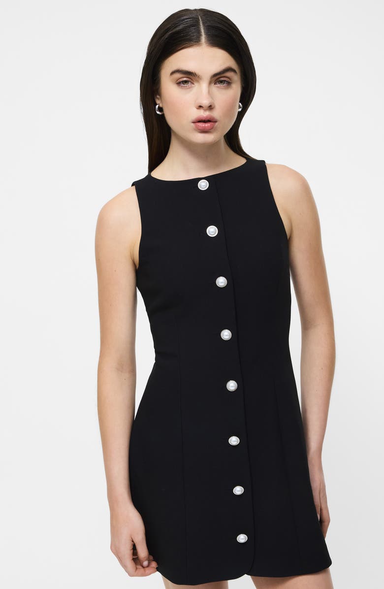 French Connection Azra Buttoned Twill Minidress, Alternate, color, 01-Black