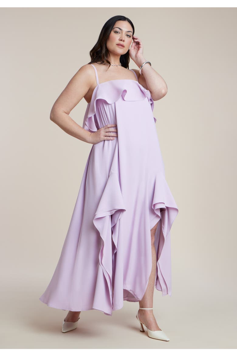 Ruffle Detail Maxi Trapeze Dress, Alternate, color, FAIR ORCHID
