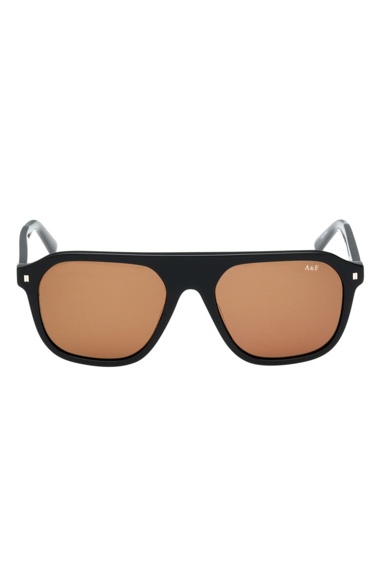 ABERCROMBIE & FITCH 53mm Navigator Sunglasses, Main, color, Shiny Black / Brown