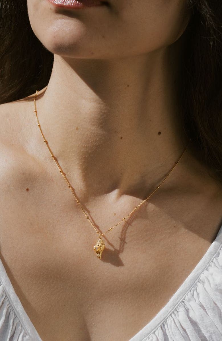 Satya Jewelry Resilient Spirit Opal Conch Shell Necklace, Alternate, color, Gold