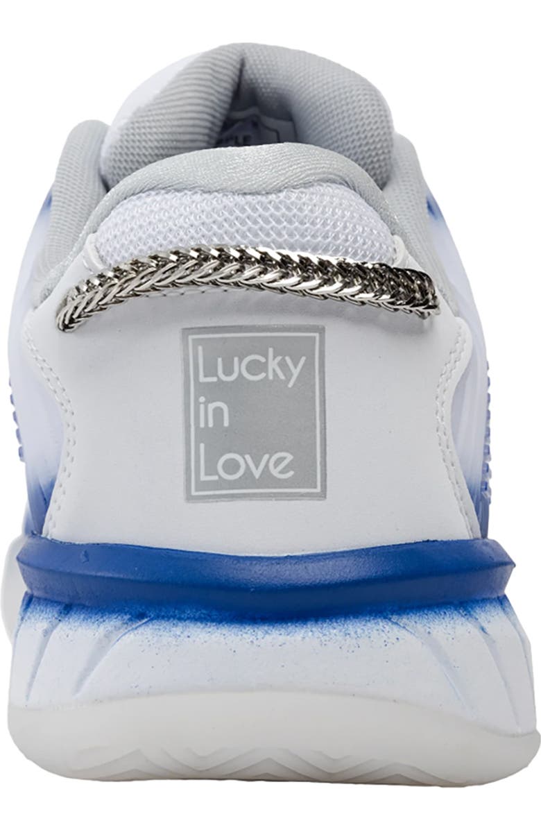 K-Swiss x Lucky In Love Hypercourt Express 2 Womens Tennis Shoes, Alternate, color, White/Electric Blue/Silver