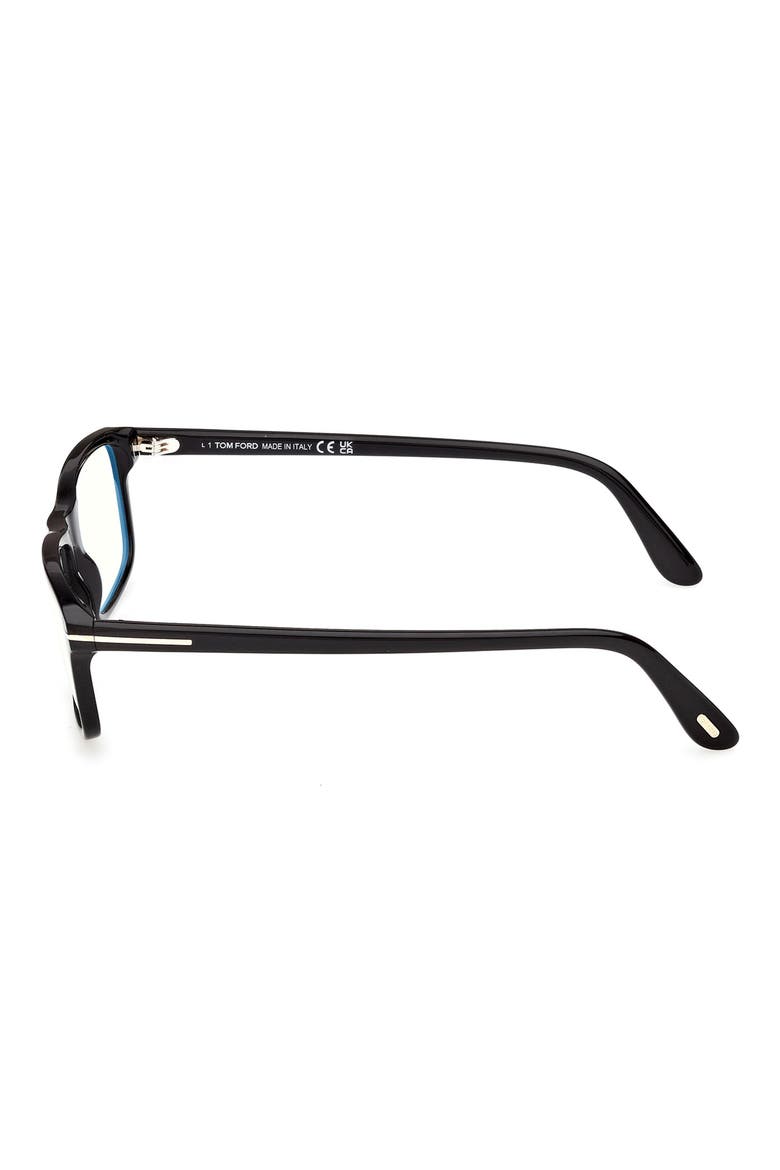 53mm Rectangular Blue Light Blocking Glasses, Alternate, color, SHINY BLACK / T LOGO