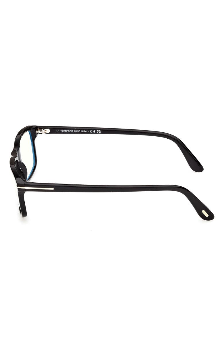 TOM FORD 55mm Rectangular Optical Glasses, Alternate, color, Shiny Black / T Logo