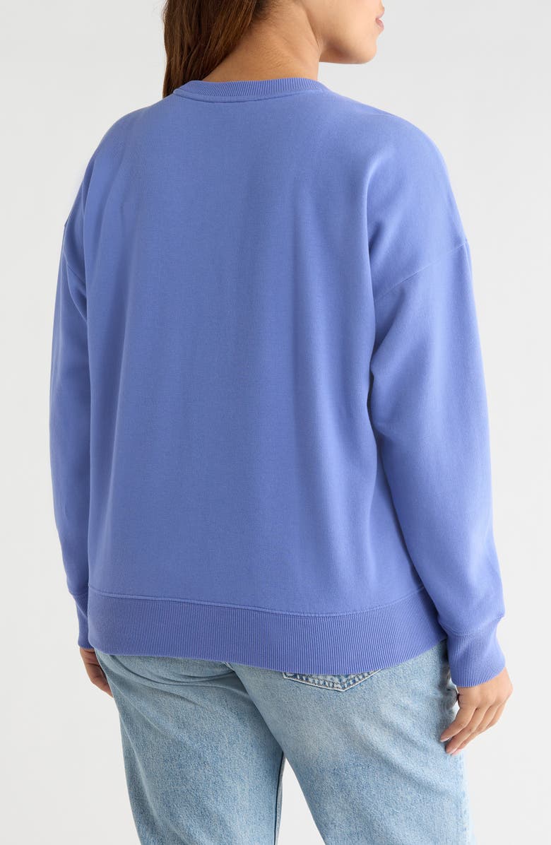 Caslon<sup>®</sup> Bon Voyage Embroidered Fleece Sweatshirt, Alternate, color, Blue Denim Bon Voyage
