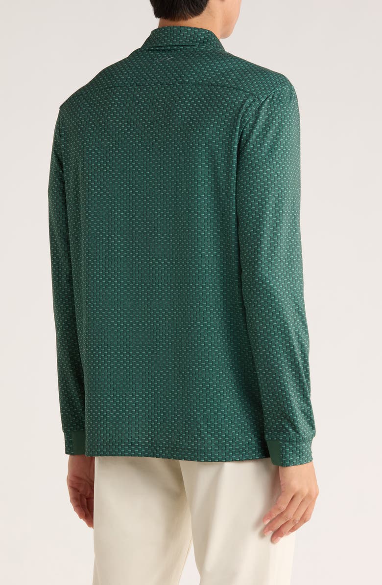 Greg Norman Fairway Pins Long Sleeve Performance Golf Polo, Alternate, color, Trekking Green/ Black