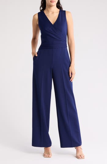 Anne Klein Sleeveless Wide Leg Jumpsuit In Distant Mountain