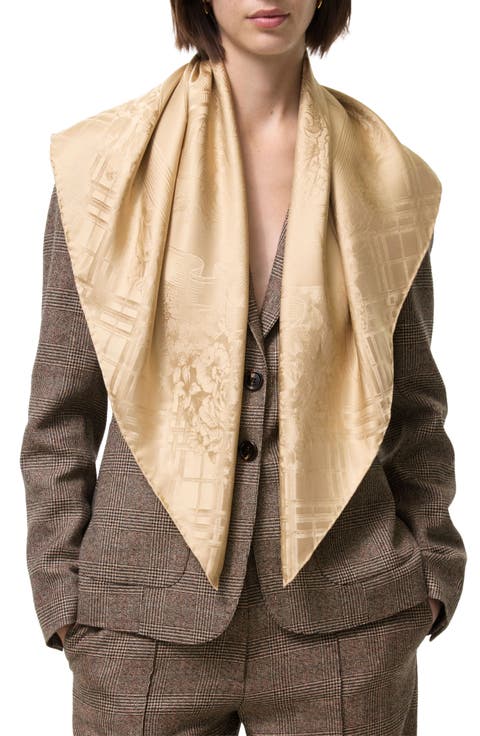 Floral Crest Silk Jacquard Scarf