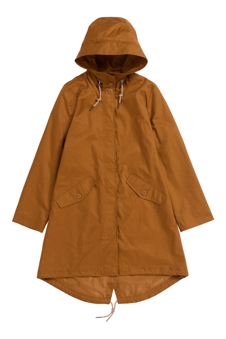 Seafaring Waterproof Linen & Organic Cotton Hooded Coat, Alternate, color, NUTWOOD
