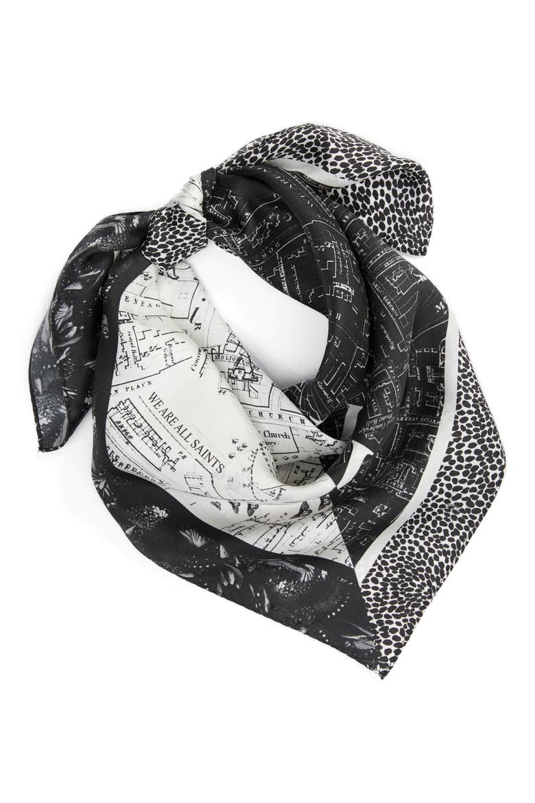 Spitalfields Splice Silk Bandana, Alternate, color, BLACK
