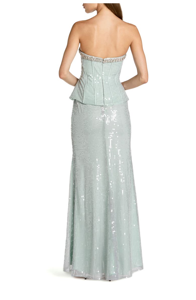 Mac Duggal Strapless Sequin Peplum Gown With Rhinestone Trim, Alternate, color, Pale Blue