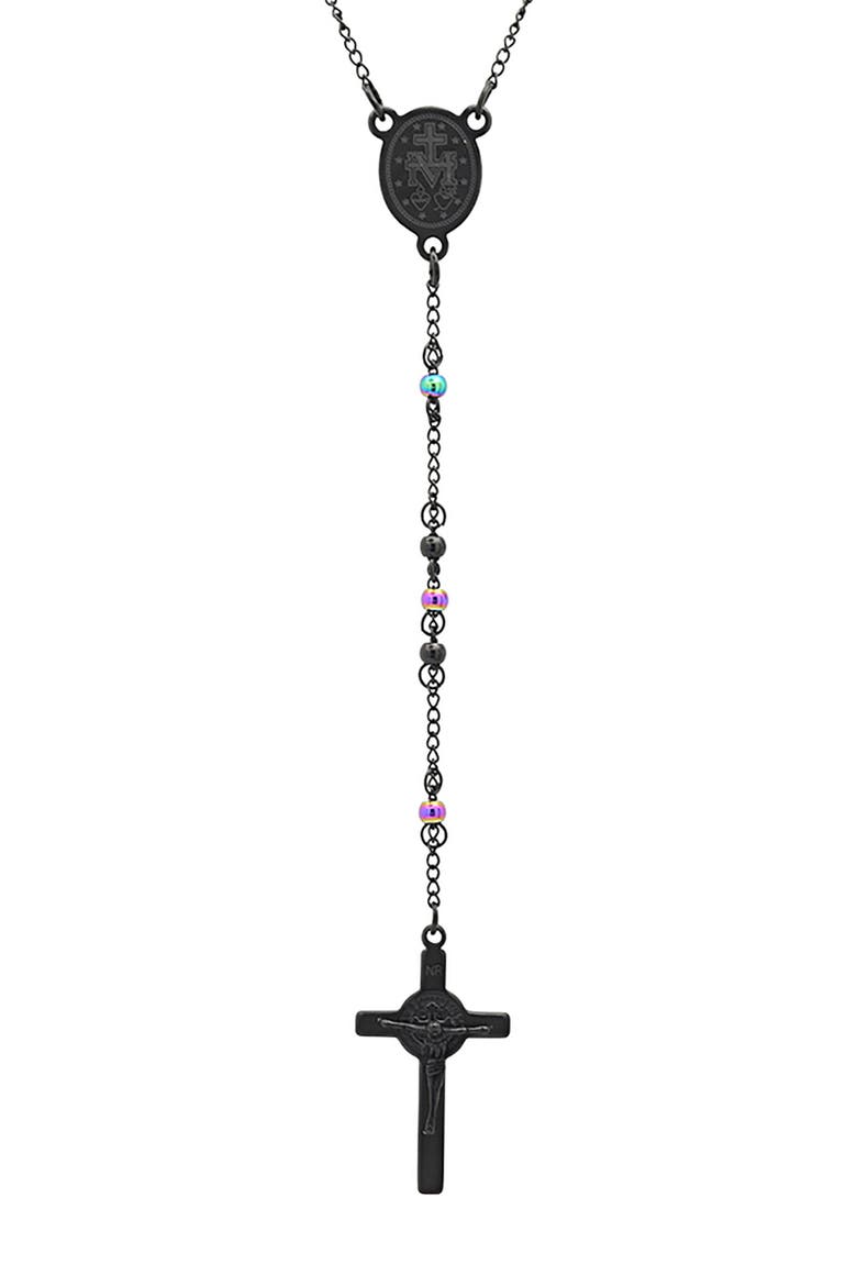 Two-Tone Stainless Steel Rosary, Alternate, color, BLACK