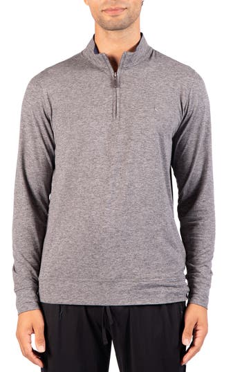 Tailorbyrd Brushed Melange Quarter Zip Pullover In Dark Grey