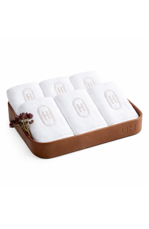 Set of 6 Monogram Fingertip Towels