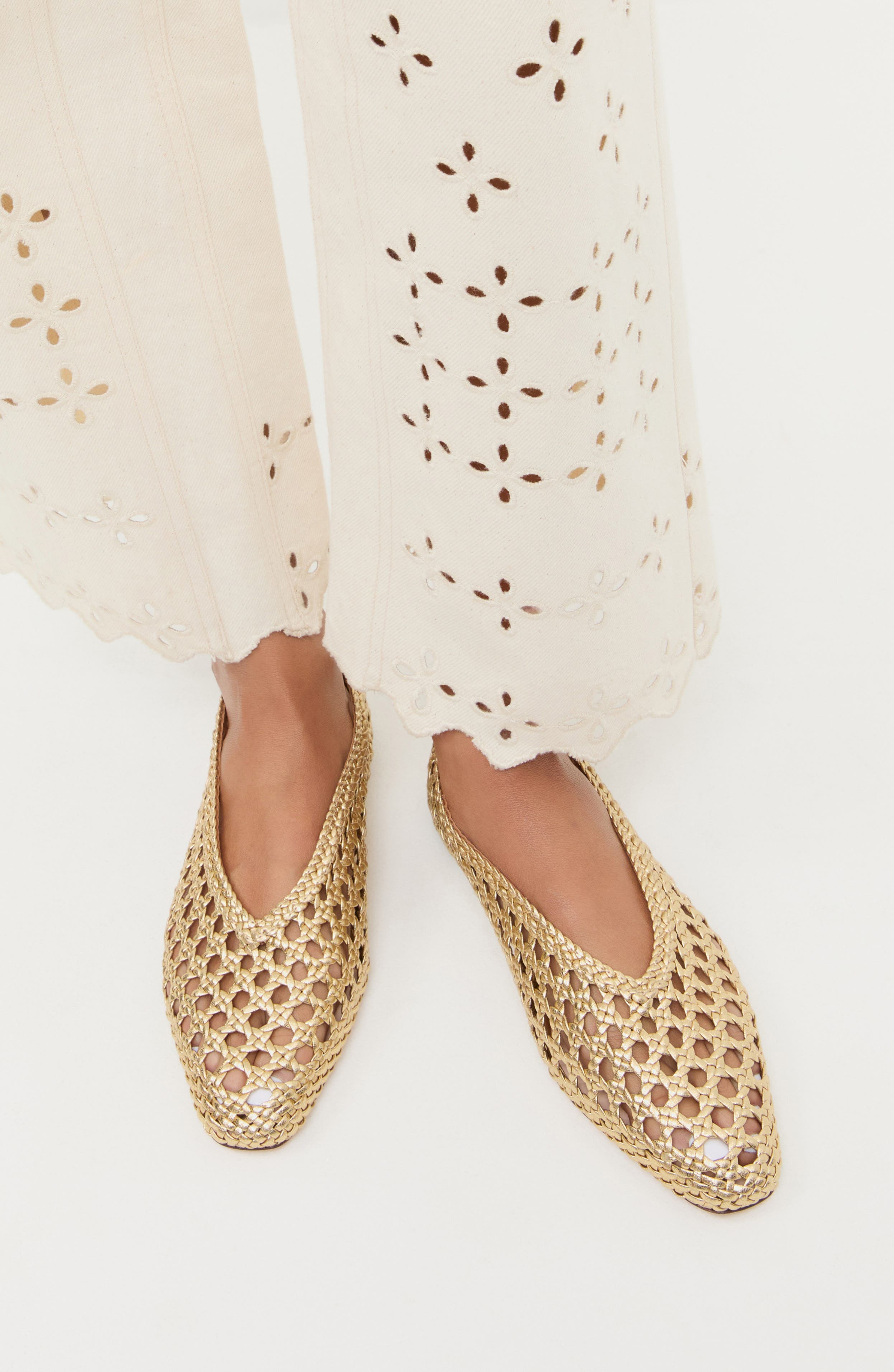 Loeffler Randall Emery Woven Ballet Flat, Alternate, color, Gold