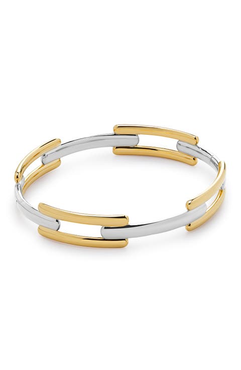 Two-Tone Link Bangle Bracelet