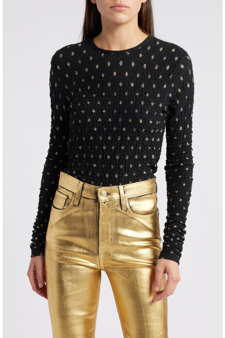 Metallic Textured Mesh Top, Main, color, BLACK MULTI