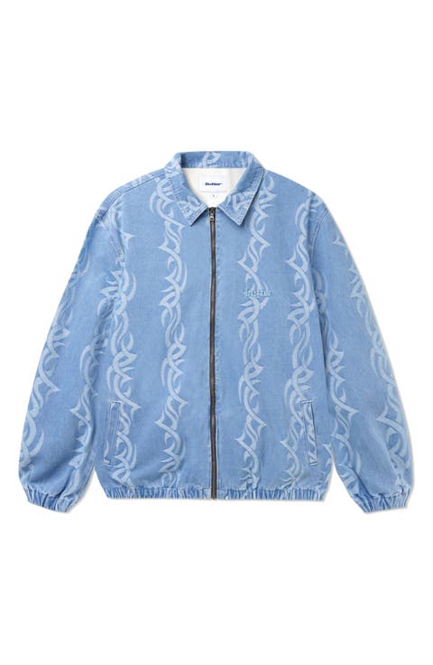 Denim Jacquard Zip Jacket