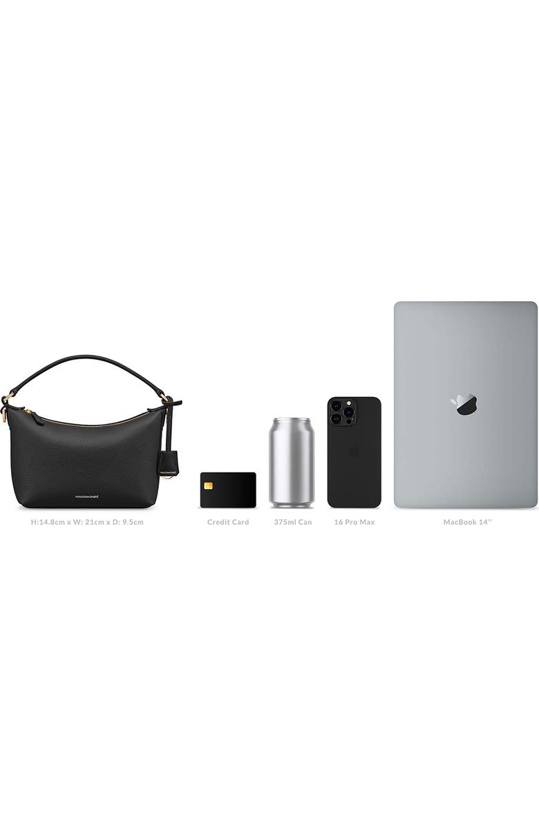 MAISON de SABRÉ Small Leather Soft Hobo, Alternate, color, Black Caviar