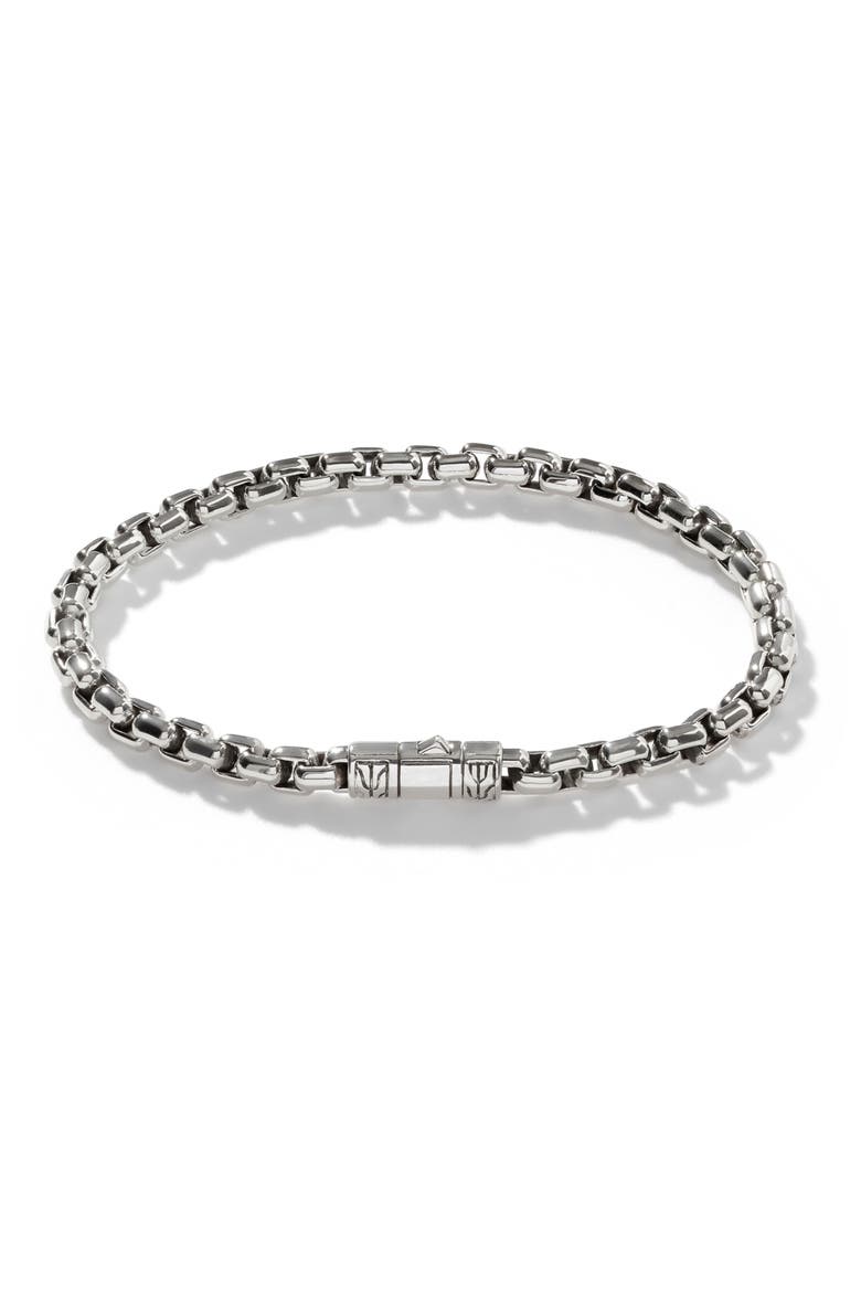 Men's Classic Chain Box Chain Bracelet, Main, color, SILVER