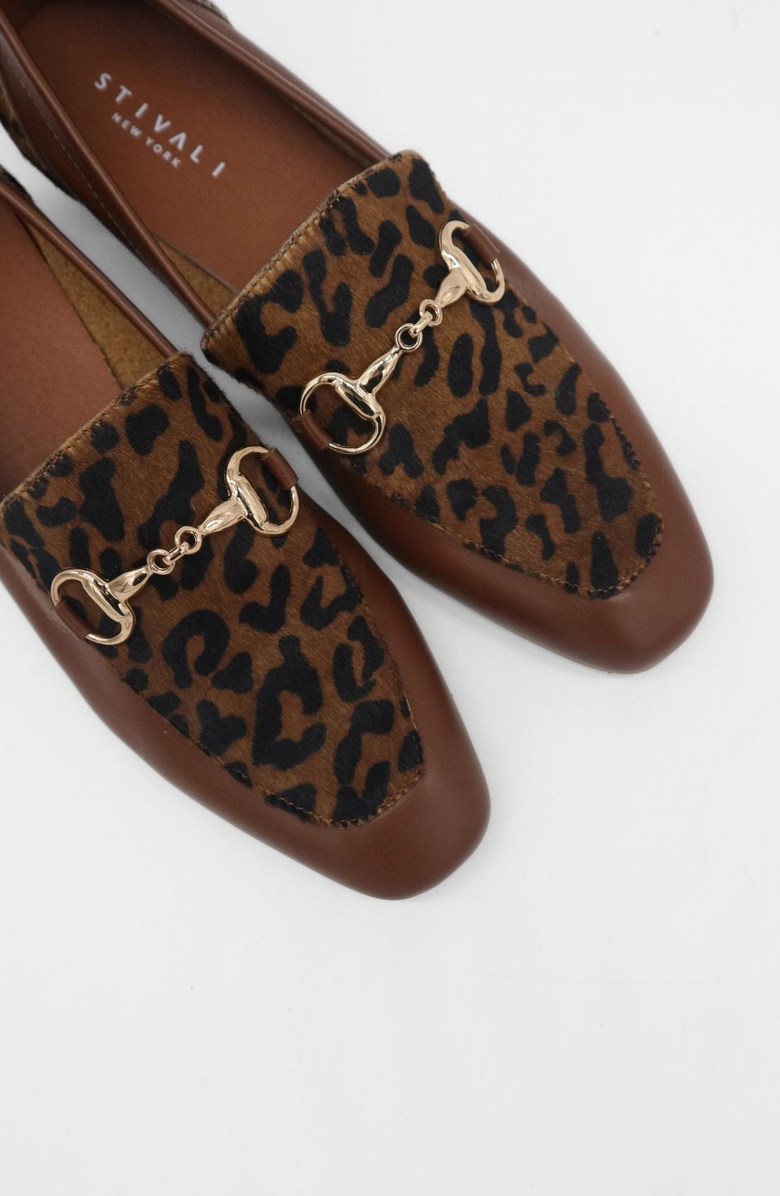 STIVALI NEW YORK Natural Leather Loafers, Alternate, color, Brown Leopard