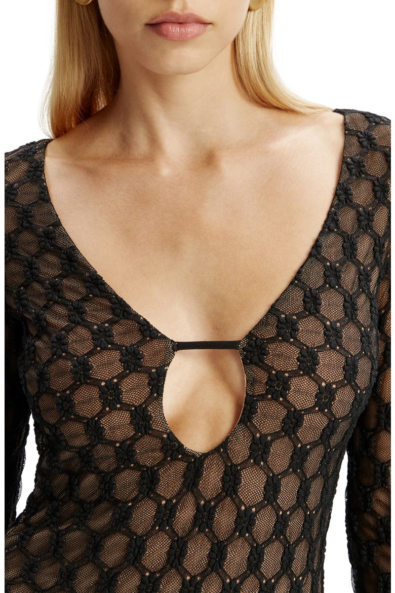 Yazmin Lace Long Sleeve Body-Con Dress, Alternate, color, BLACK