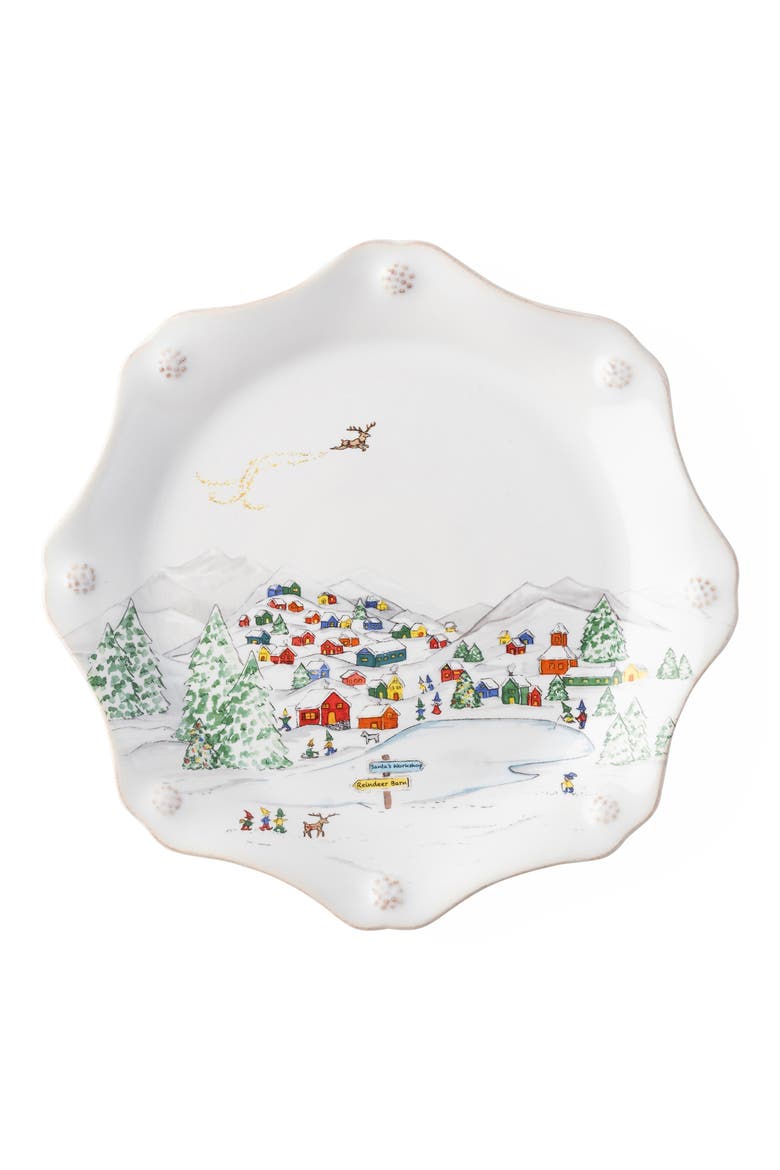 Berry & Thread North Pole Set of 4 Scalloped Dessert/Salad Plates, Alternate, color, MULTI