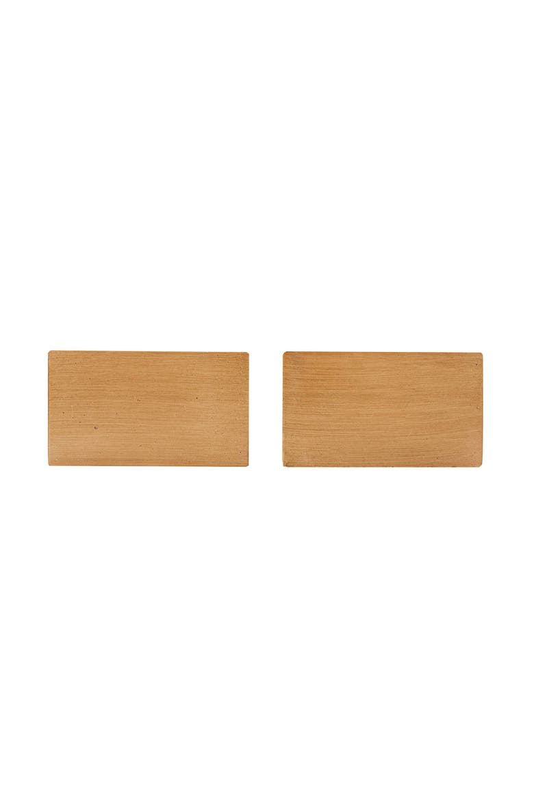 Set of 2 Carved Bookends Brown MDF, Alternate, color, Brown