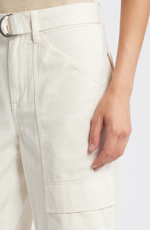 Shop Madewell Belted Slouchy Straight Leg Cargo Pants In Vintage Ivory
