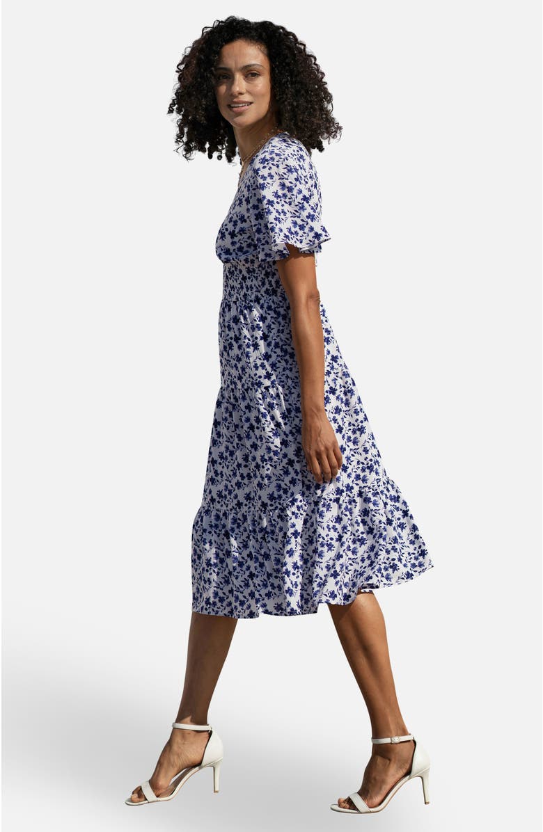 Yumi Floral Angel Sleeve Midi Dress, Alternate, color, White