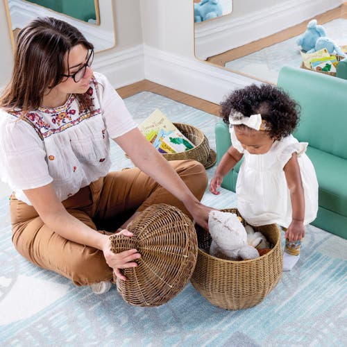 Kaplan Early Learning Company Acorn Washable Wicker Floor Basket In Brown