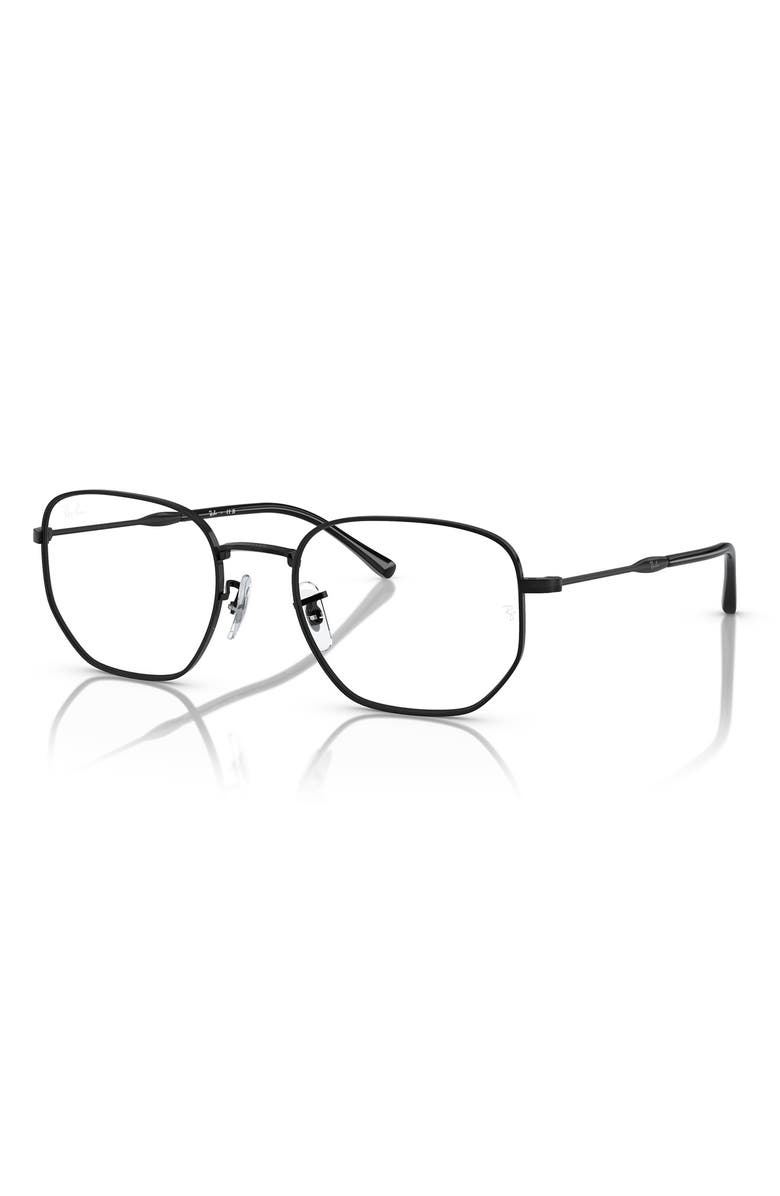 Ray-Ban 53mm Irregular Optical Glasses, Alternate, color, Black