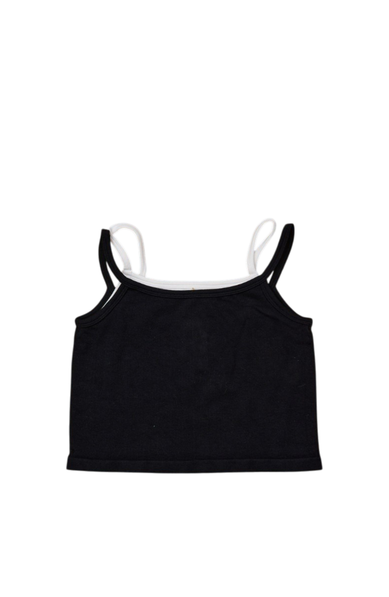 Malibu Sugar Double Layer Crop Ribbed Cami w/ Snaps, Alternate, color, Black