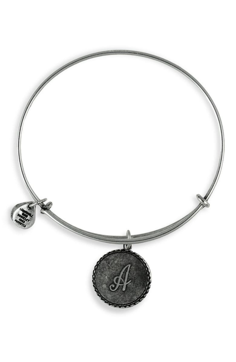 Alex and Ani Script Initial Expandable Wire Bangle, Main, color, 