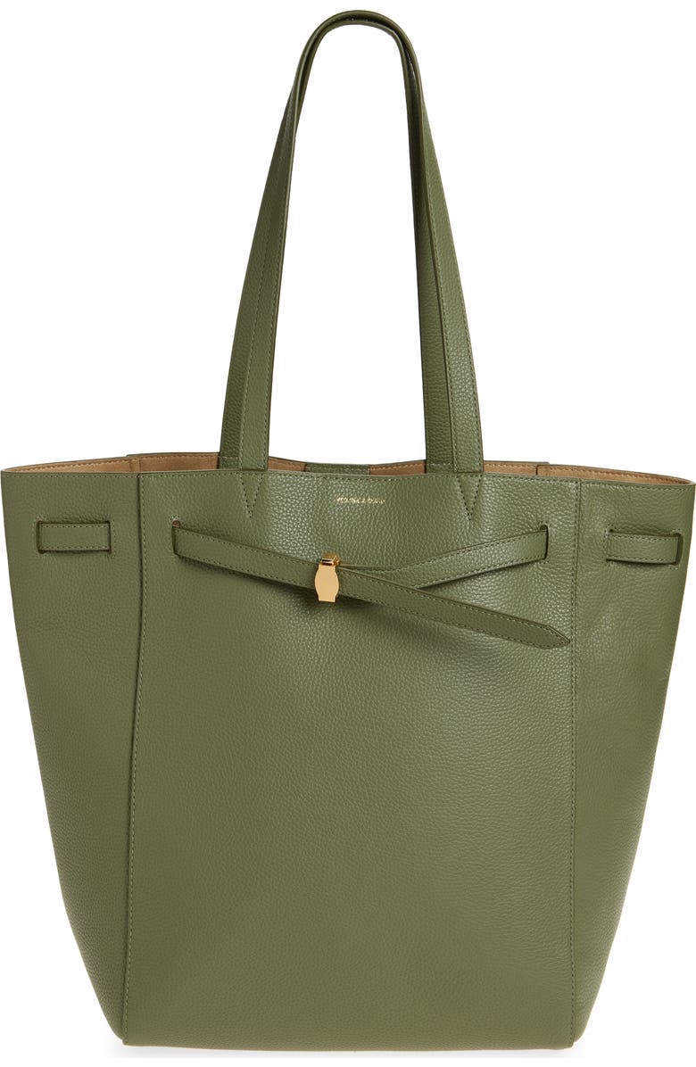 Veronica Beard Dash Leather Tote, Main, color, Stone Army