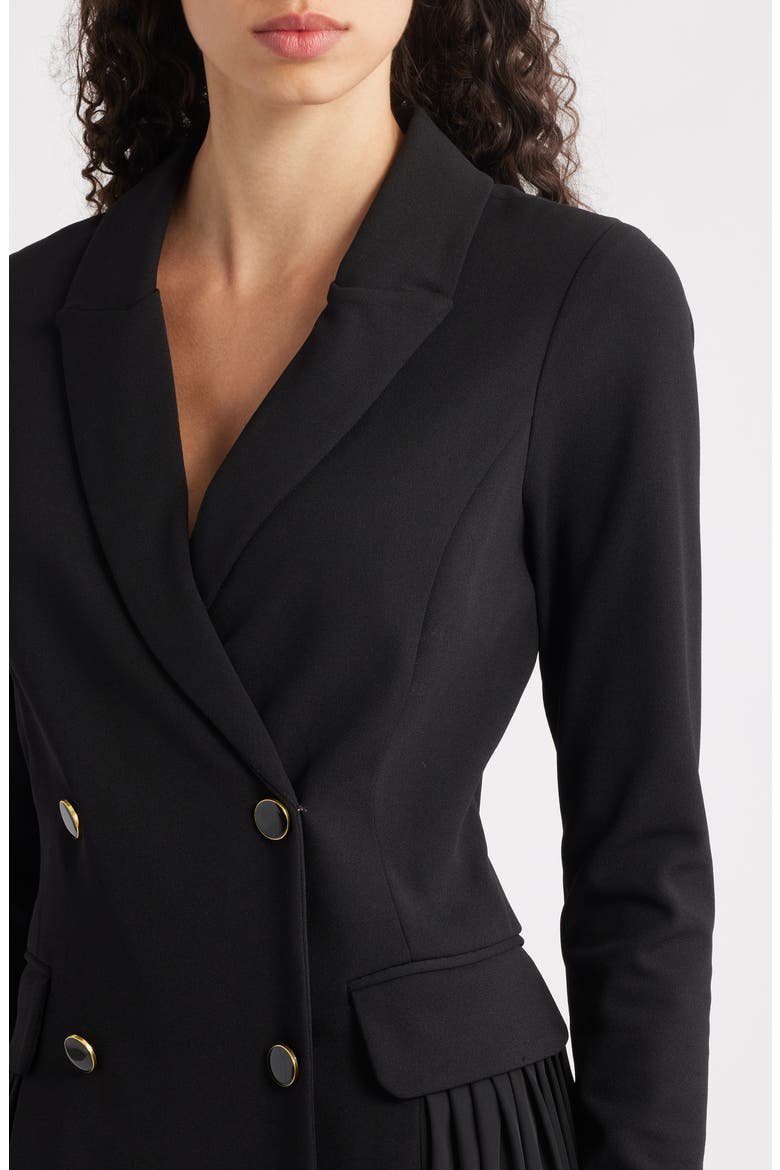 Double Breasted Long Sleeve Coat Dress, Alternate, color, BLACK