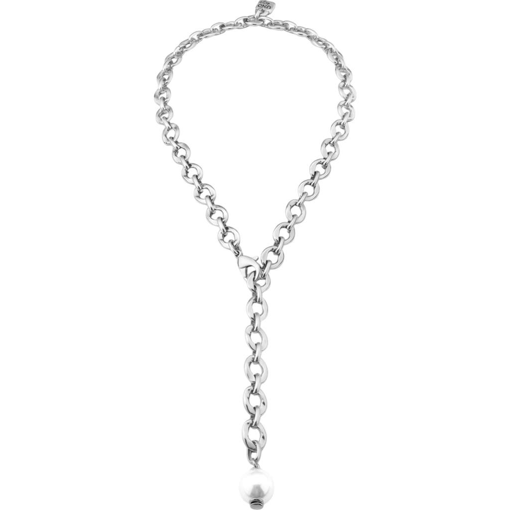 Unode50 Sterling Silver-plated Necklace With Oval Links In Metallic