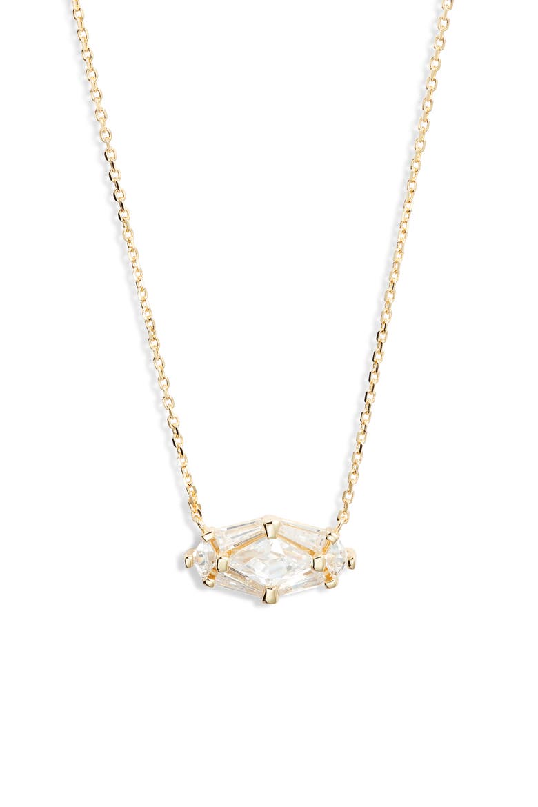 Short Lindy Rae Pendant Necklace, Main, color, GOLD WHITE CRYSTAL