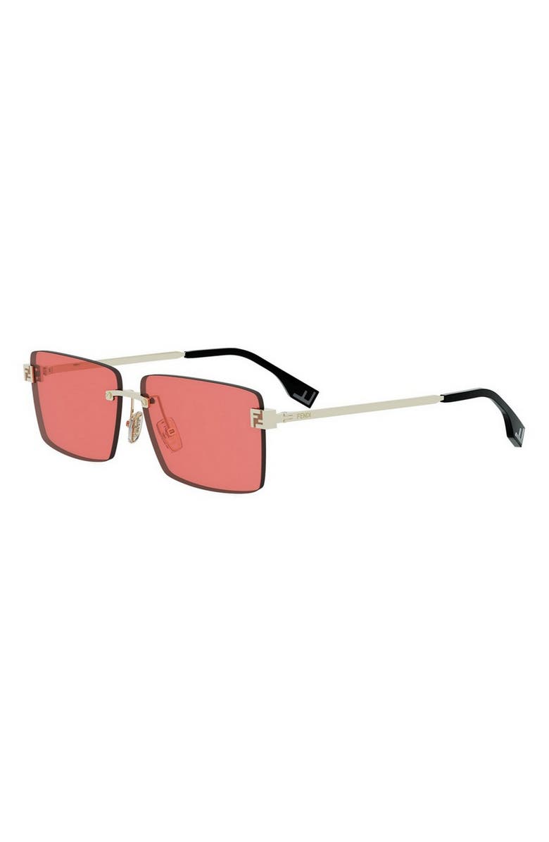 Fendi Sky Rimless Rectangular Sunglasses, Alternate, color, Gold / Bordeaux