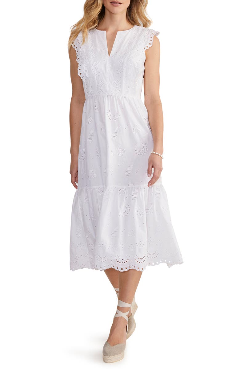 vineyard vines Seashell Eyelet Cotton Midi Sundress, Main, color, 