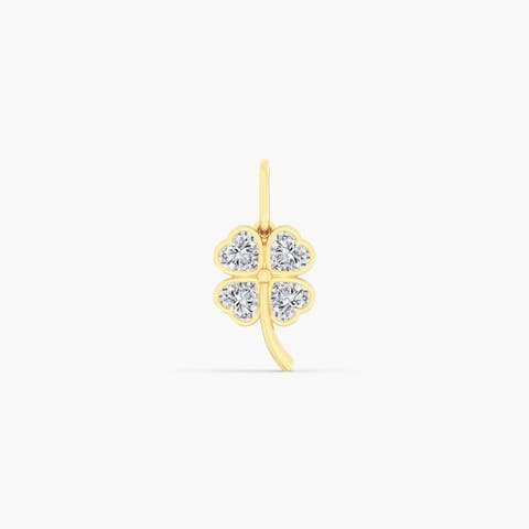 Four Leaf Clover Lab Diamond Charm in 14K