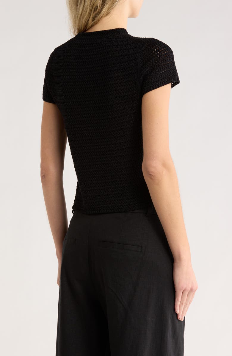 Vince Cotton Crochet Crewneck T-Shirt, Alternate, color, Black